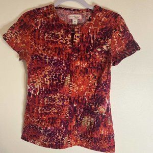 Koi Scrub Top Medical Uniform Red Spot Pattern XS